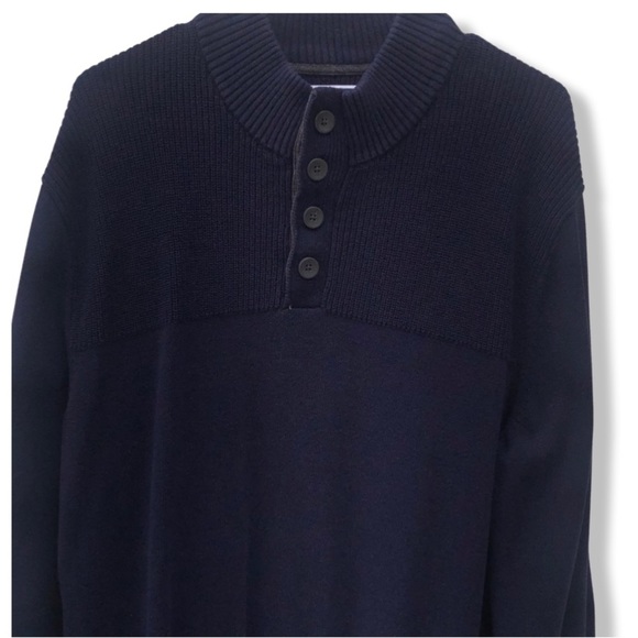 Club Room Size XL Men's 3/4 Button Pullover Mock Neck Sweater Blue/Gray - Picture 3 of 12